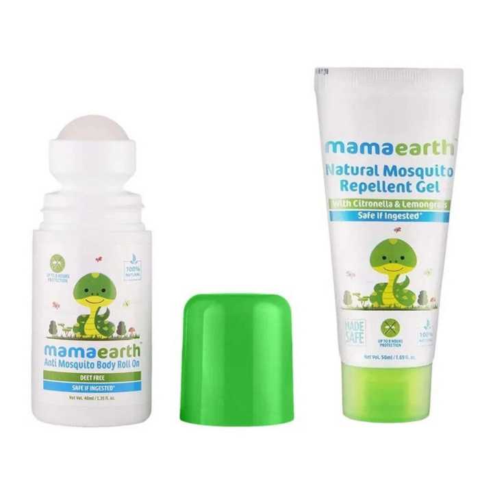 Mamaearth Natural Anti Mosquito Body Roll On, 40ml & Natural Mosquito Repellent Gel, 50ml Combo