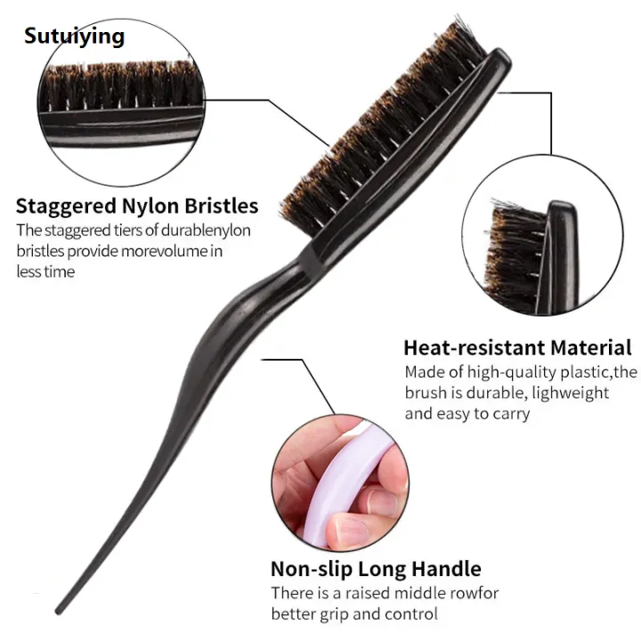 Sutuiying%204pcs/set%20Detangling%20Hair%20Brush%20Set%20Teasing%20Brush%20Rat%20Tail%20Combs%20Retro%20Sales%20promotion%20Men's%20Beard%20Comb%20Oil%20Head%20Brush%20Hairdress%20Styling%20Tool%20Set%20-%20Image%205