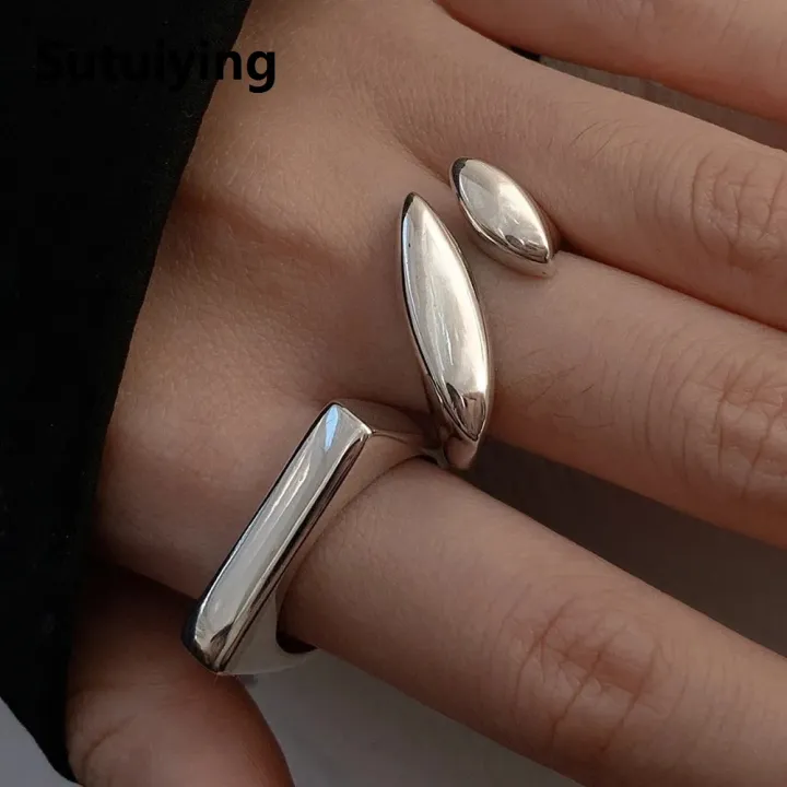 Sutuiying%20BF%20CLUB%20925%20Sterling%20Silver%20Ring%20For%20Women%20Flat%20Simple%20Finger%20Open%20Vintage%20Handmade%20Ring%20Allergy%20For%20Party%20Birthday%20Gift%20-%20Image%202