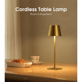 Portable Waterproof Table Lamp-3 Pack Cordless Battery Operated Lamp for Outdoor for Dinner, Desk, Cafe Lighting in Gold. 