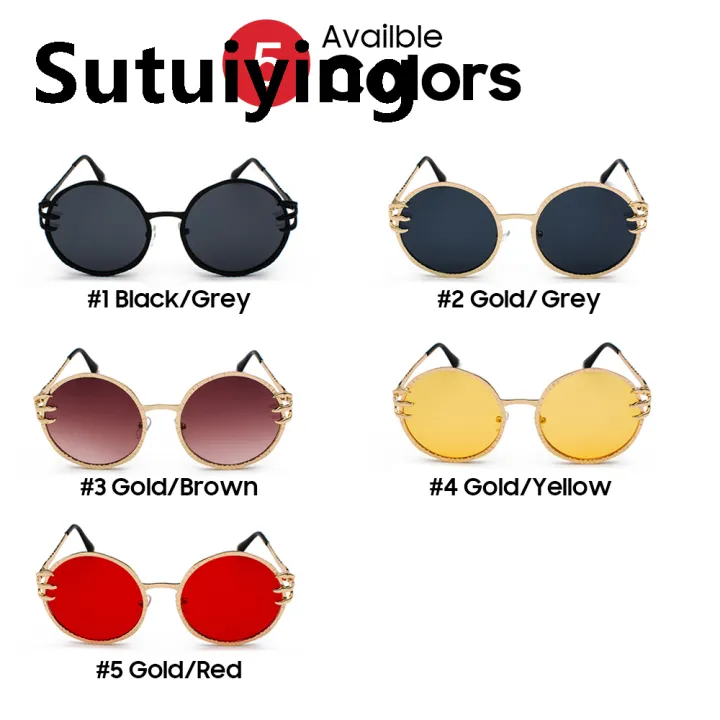 Sutuiying%20VIVIBEE%20Retro%20Skull%20Claw%20Round%20Sunglasses%20for%20Women%20Fishion%202025%20Fifty%20percent%20discount%20Trending%20Product%20Gothic%20Sun%20Glasses%20Gold%20Metal%20Frame%20Shades%20-%20Image%204