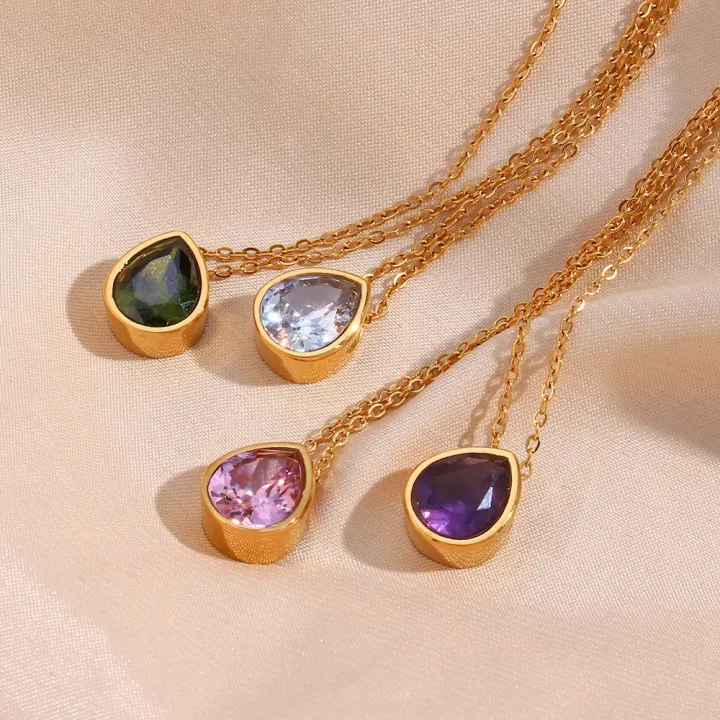 basic%20luxury%20pink%20purple%20white%20green%C2%A0teardrop%20stone%20crystal%20pendant%20necklace%20jewelry%20gift%C2%A0%20stainless%20steel%20necklaces%20for%20women%20-%20Image%202