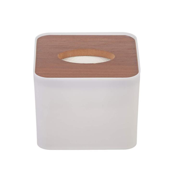 Feathers%20Square%20Wooden%20Cover%20Plastic%20Tissue%20Box%20Holder%20Napkin%20Dispenser%20Case%20-%20White%20-%20Image%203