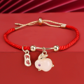 Lucky Rabbit Red Rope Bracelet Cute Jade Bunny Charm Bracelets for Women Red Opal Bead Chains Bangles Chinese New Year Gifts. 