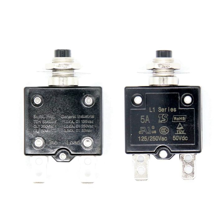 2 PCS Circuit Breaker 12V/24V Push Button Resettable Thermal Circuit Breaker Panel Mount With Waterproof Cap, 1 Pcs 10A & 1 Pcs 5A