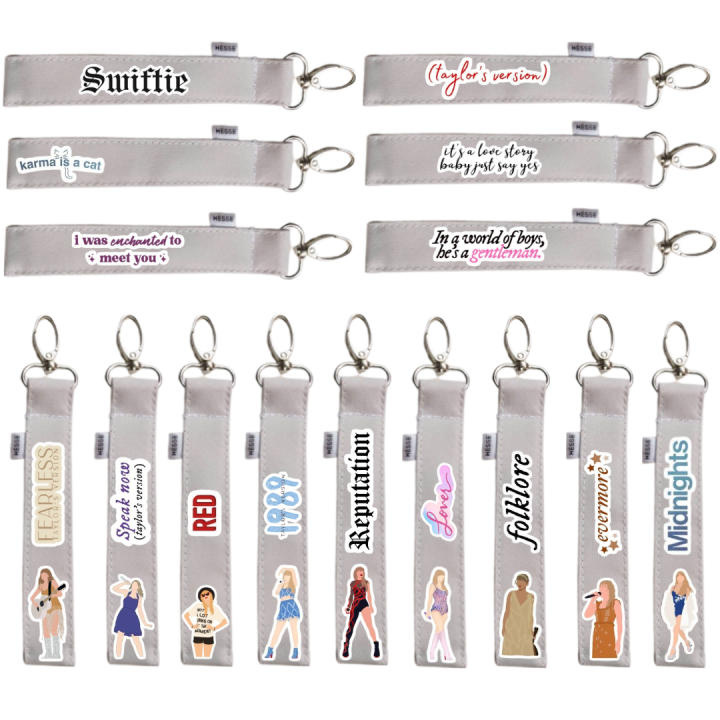 Taylor Swift Theme DTF Printed Keying Key Holder Hesse Wristlet Keychain