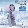 Pocket 199 Gears Foldable Handheld Fan High-Speed Portable Cooling Fan Digital Display Adjustable Speed Small Electric Fan Travel. 