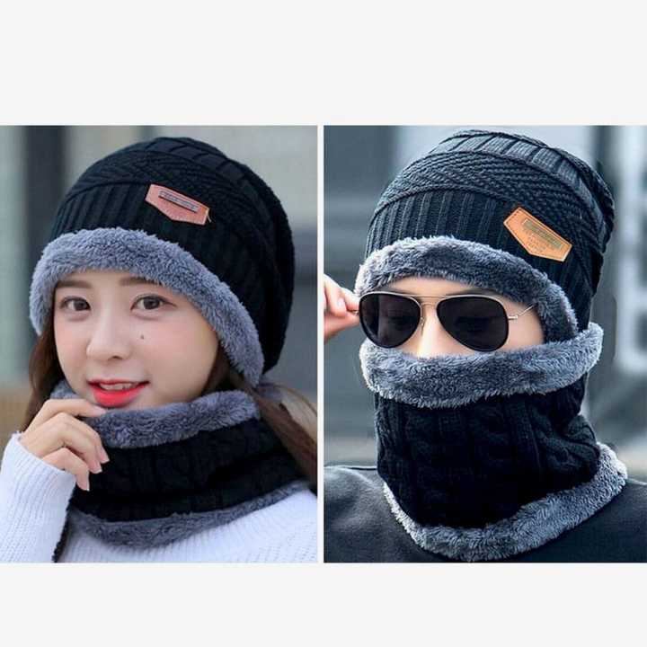KOJA Korean Style New Winter Cap And Neck Warmer For Men And Women