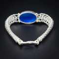 Pure Silver Bracelet With Blue Stone For Men. 