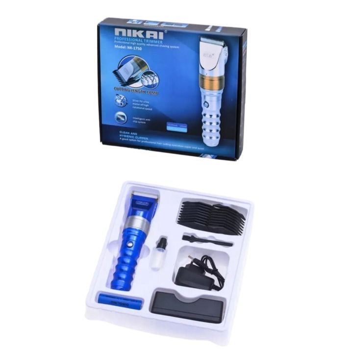 NIKAI Steel Professional Rechargeable Hair and Beard Trimmer NK-1750,Extra 1 Pcs 2000 MAH Battery