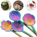 NAMUNY 16 Flower Spoon Set, 410 Stainless Steel Reusable Tea Spoon, Stirring Spoon, Coffee Spoon (4.9 Inch, Rainbow). 
