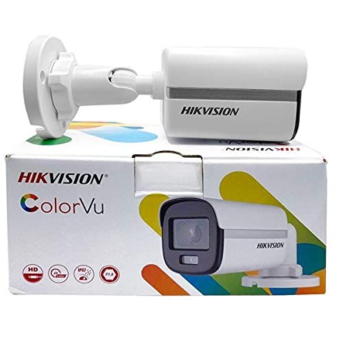 HIKVISION 2MP ColorVu Bullet Camera DS-2CE10DF0T-PF 3.6MM IP67 + USEWELL BNC DC, White