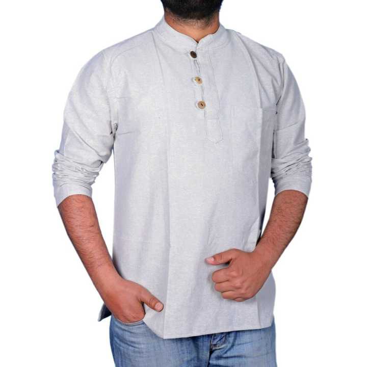 Men's Summer 3 Front Bottom Cotton Kurta-shirts
