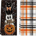 Microfiber Halloween Pumpkin Green Elf Printed Kitchen Absorbent Hand Face Towel. 
