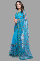 Embroidered Bollywood Net Saree For Women. 