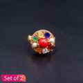 Gold Plated Fancy Panchratna Ring For Women Set Of 2. 
