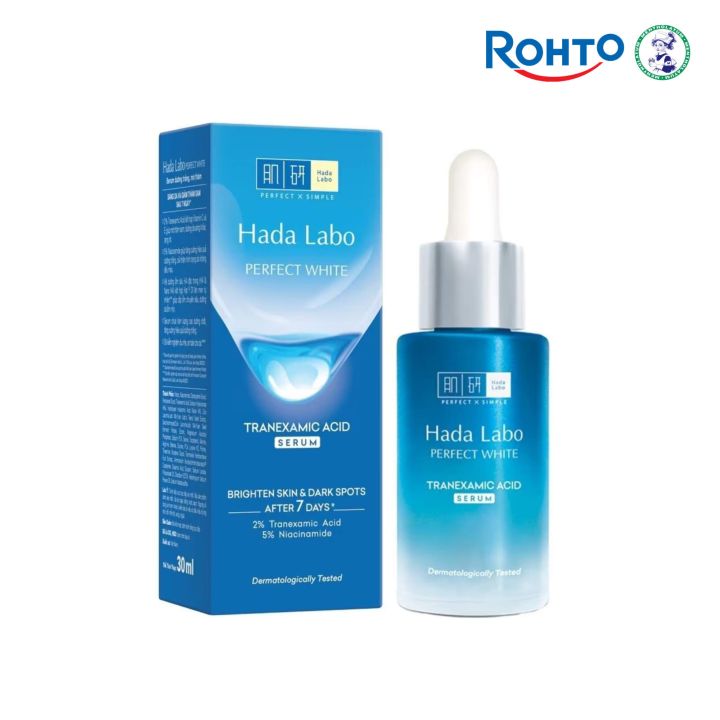 Rohto Mentholatum Hada Labo Perfect Tranexamic Acid Serum  for Dark Spots, Uneven Skin Tone and Hyperpigmentation 30ml (Dermatologically Tested)