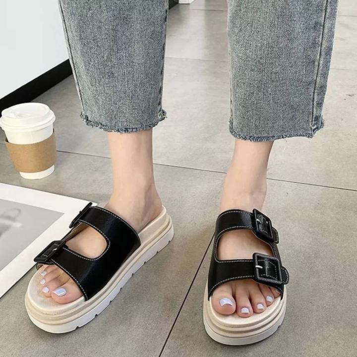 Korean%20Style%20Summer%20Women's%20Sandals%20Stitching%20Surface%20Buckle%20Thick%20Bottom%20Slippers%20-%20Image%202
