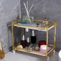 Golden Shelf Cosmetic Organizer Shelf Wrought Iron Lipstick Perfume Tray. 