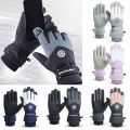 Waterproof Fleece Winter Touch Screen PU Leather Snow Gloves Riding Gloves Ski Gloves. 