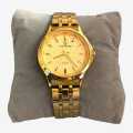 Standard Golden Colored Quartz Japan Movement Waterproof Wrist Watch For Men. 