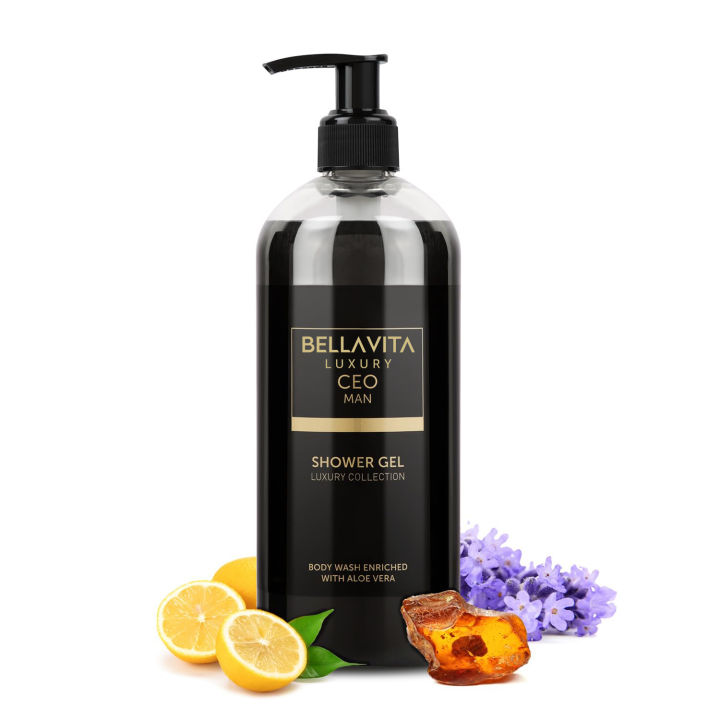 BellaVita Luxury CEO MAN Body Wash Shower Gel for Men |Men's Bodywash 500ml | Deep Cleansing, Hydrating, Moisturising with Aloe Vera Extract & Charcoal Powder| Suitable for All Skin Types