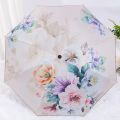 Double Sided Flower Print 3 Folding Reverse UV Umbrella With Portable Handbag  (Color As Per Availability). 