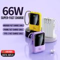 Xujiguanghui Q129 10000mAh Powerbank with 66W Super Fast Charging 20W PD Output | Built-in 4 Cables | Digital Display for Luxury Real-Time Charging | Compact High-Speed Powerbank by Qtech | Fast Charging for Android, iPhone, Laptops More. 