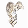 Door Frame Angel Wing Sculpture Simple Angel Ornament with Heart-Shaped Retro Resin Crafts for Home ,Left. 