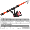 Telescopic Fishing Rod Reel Novice Sea Rod Set Orange. 