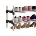 Stainless Steel Shoe Rack Organizer Foldable Durable Portable Size 60 cm x 30 cm x 110 cm (6 Layer, Black). 