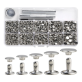 340 Sets Leather Rivet Kit Rivets Leather Double Hat Rivets Apparel Fabric for Repairing Clothes Shoes Bags Belts Easy Install D. 
