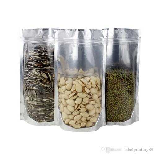 Stand Up Pouch With Zipper And Clear Front Matt Silver 500gram Pack Of 100pcs