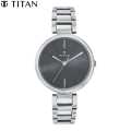 Titan 2480SM02 Tagged Black Dial Analog Watch For Women- Silver. 