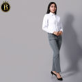 Boss Lady Single Breasted Classic Grey Formal Coat and Pant Set For Women. 