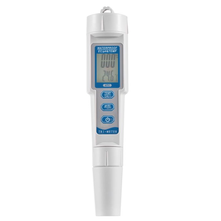 Three in one water quality meter: pH/EC/TEMP portable measurement