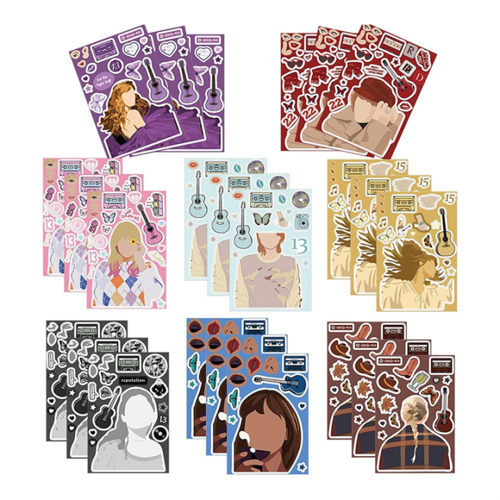 Singer Music Sticker 24Pcs Music Singer Stickers Make A Face - 8 Design-in My Era Tour ...