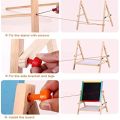 Black and White Board with Marker, Duster & Chalk | Double Sided Wooden Easel for Drawing & Writing (37 x 43 cm) 1 Pc. 