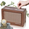 Rectangle 4 Side Money Box Hexagonal Wooden Piggy Bank 1 Lakh Money Saving for Kids Adults Achieve Savings Goals. 