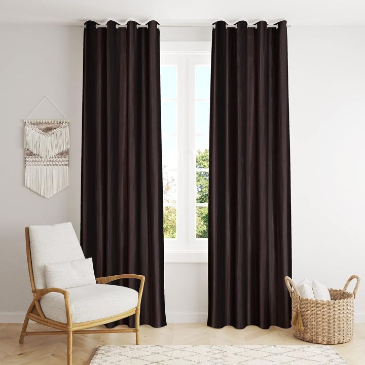 1 Piece Silk Dark Brown Curtain (4x6.5 foot size)