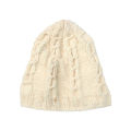 Cream Hand Woven Winter Woolen Cap For Girls. 