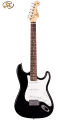 SX SE1-SK Stratocaster Electric Guitar - Black. 