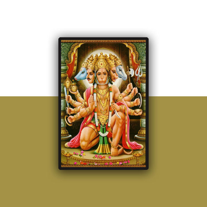 Panchamukhi%20Hanuman%20Picture%20in%20Hardwood%20Lamination%20Frame%20-%20Image%202