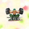 One Piece Anime Roronoa Zoro Workout Design Sticker For Laptop Notebooks. 