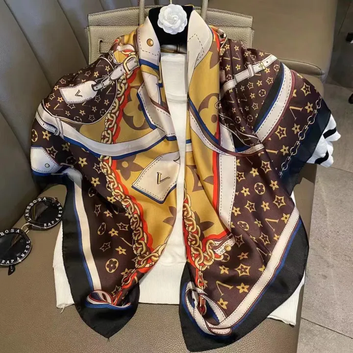 Gift imitation black and white striped light luxury 90 silk scarf large ...