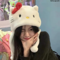WeihonghunfeiSales promotion （NEW）Kawaii Hello Kitty Hat for Girls Ins Style Y2K Hello Kitty Hats Women Sweet Fashion Winter Plush Warm Hat Cosplay Harajuku Hats. 