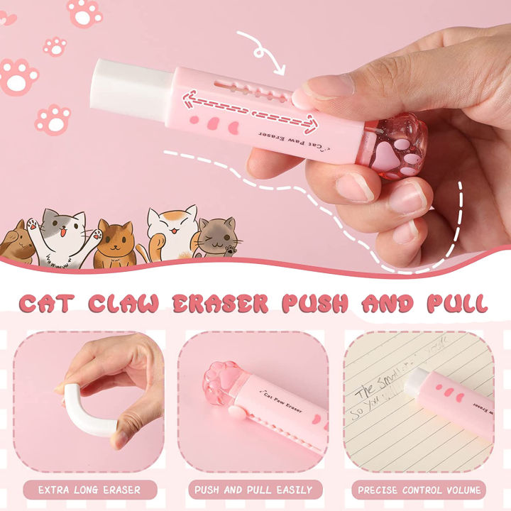 4%20Pcs%20Cat%20Shaped%20Retractable%20Eraser%20Kawaii%20Pencil%20Sharpener%20-%20Image%202