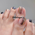 Difutagui High Quality 24Pc Manicure Detachable Wearable Toenail Patch Women Girls Fashion Toe Nail Art Decoration Press On Toenails Supplies For Professionals. 