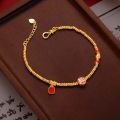 Sand gold jewelry light luxury high-end hollow transfer bead exquisite bracelet women's design sense simulated gold hand jewelry wholesale. 