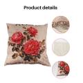 Vintage Floral/Flower flax Decorative Throw Pillow Case Cushion Cover Home Sofa Decorative(3 roses). 